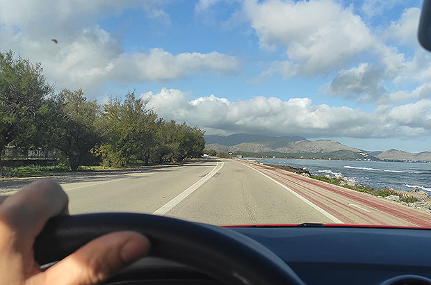 Beautiful road from Alcudia to Pollença, along the coast of Pollença Bay
