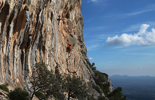 Rock climbing in the Alaro sector - a picturesque and beautiful location in the heart of the Sierra Tramontana mountain system on the Mallorca island
