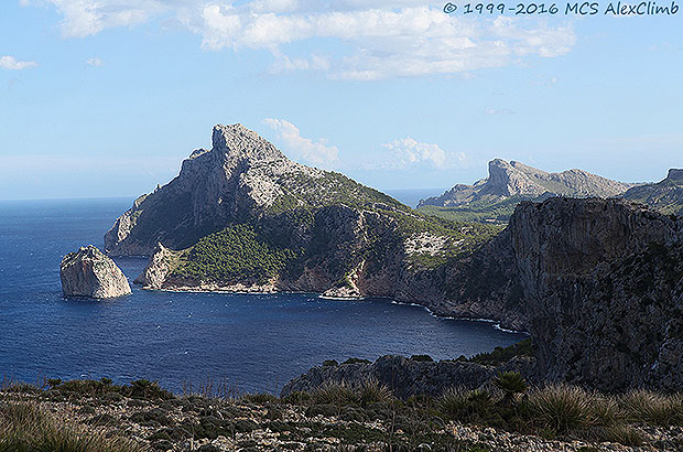 Classical view of Cape Formentor from the approaches to the Creveta sector