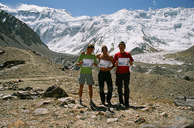 At the foot of Peak Communism, Pamir. MCS AlexClimb team after a successful climb