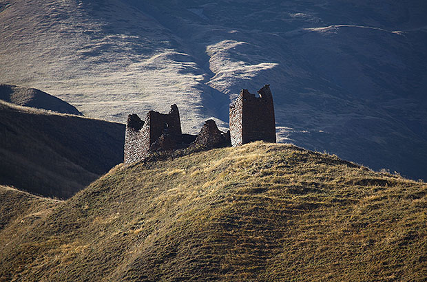 Ancient fortress in the Caucasus mountains.