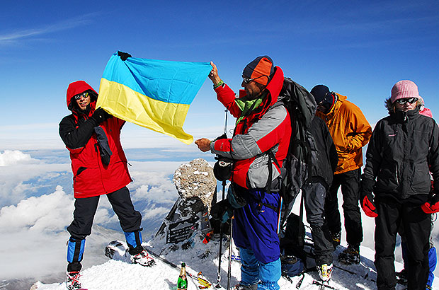 On the summit of Mount Elbrus