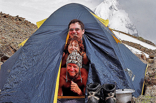 Drying a sleeping bag in the tent