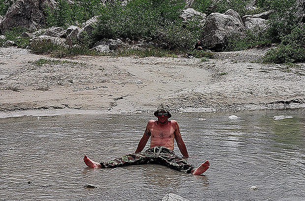 Crazy mountain streams require special technique when crossing