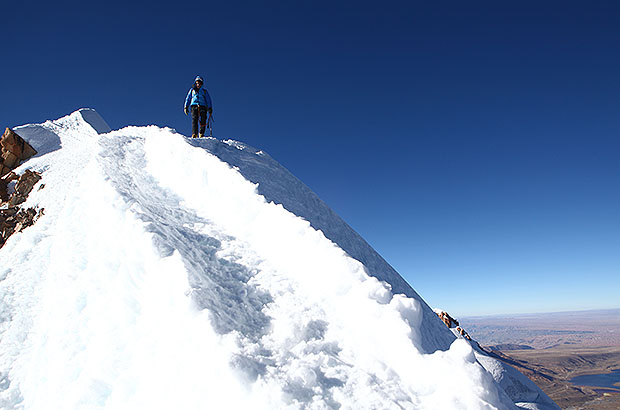 On the summit of Mount Huayna Potosi, Bolivia