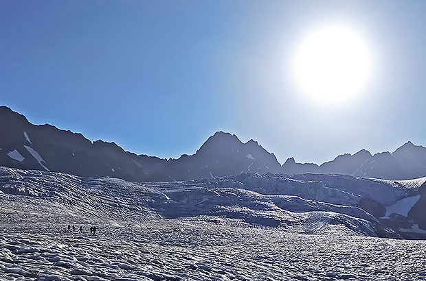 Group of MCS AlexClimb climbers on the South Zanner glacier