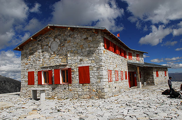 Don Bosco shelter on Nevado Huascaran - the end point of the trails and the beginning of the climbing route to the highest mountain in Peru