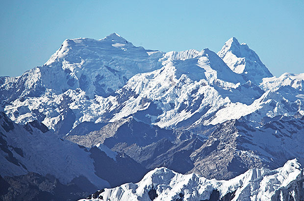 Panorama of the high part of the Cordillera Blanca from the summit of Nevado Santa Cruz