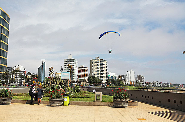 Miraflores area in Lima - a rare day of good weather