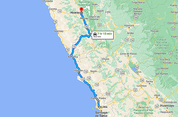 Road trip from Lima to Huaraz