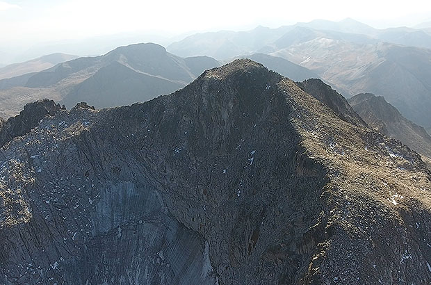 View of the summit of Pico Aneto from the air