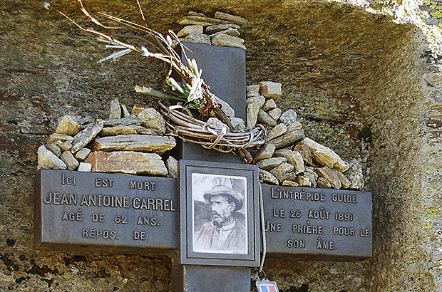 Memorial on the Matterhorn, where Carrel died