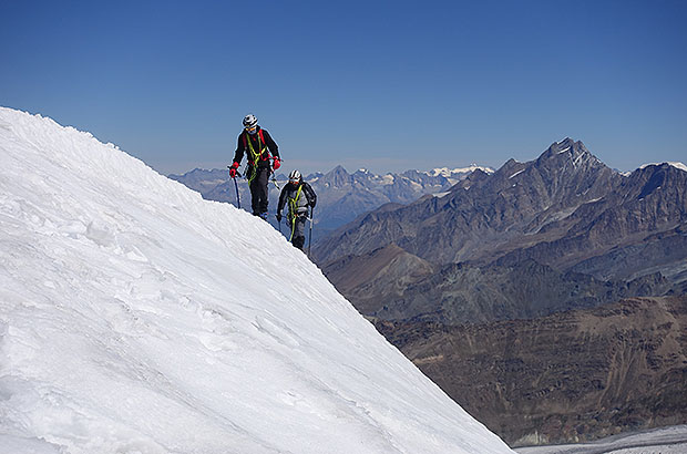 Climbing in the Monte Rosa massif in Switzerland