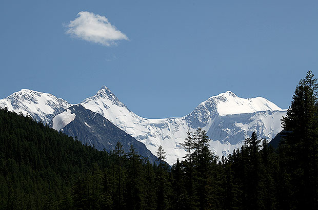 Classical view of Mount Belukha in Altai