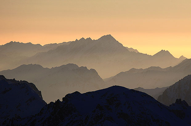 Sunrise panorama, Alps, France