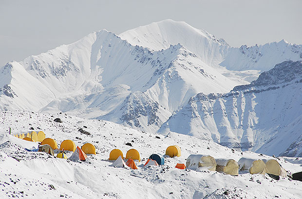 Base camp under Lenin Peak, expedition of MCS AlexClimb