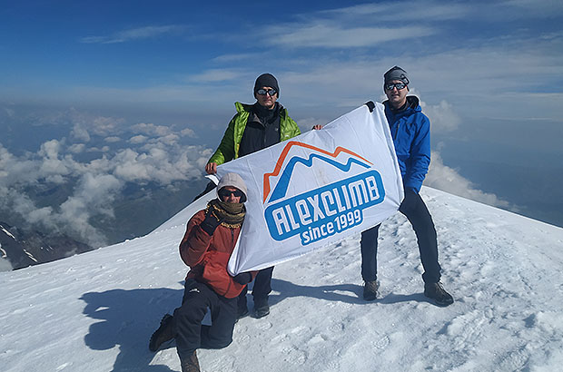 On the summit of Mount Bazarduzu, climbing by MCS AlexClimb
