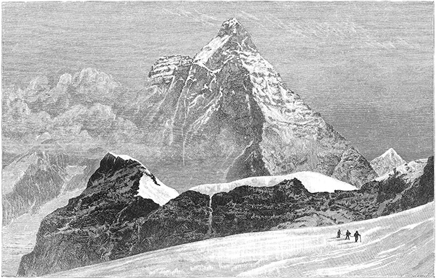 Вершина Маттерхорн на гравюре 19го века