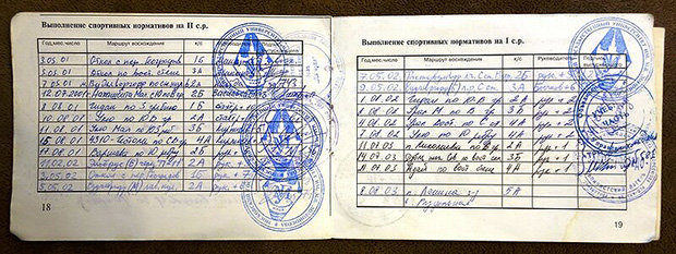 The Soviet and partly modern Russian approach to mountaineering - even if you climbed Mount Everest, without these squiggles and stamps you won’t even be considered a climber