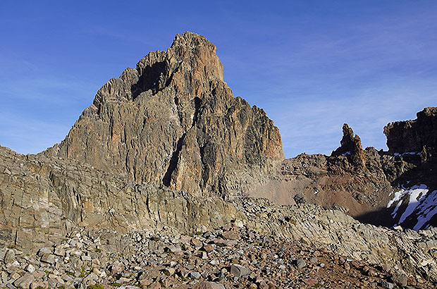 Peak of Nelion of Mount Kenya - view from the foot