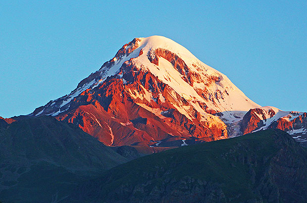 Mount Kazbek at sunset