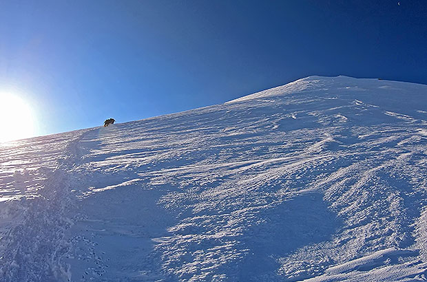 Climbing mount Kazbek, summit dome