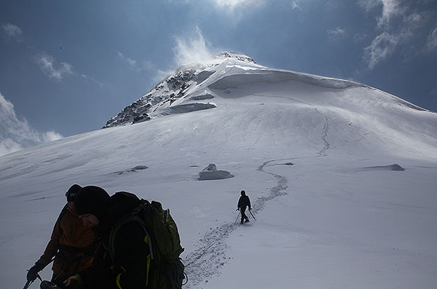 Descent from the summit of Mount Gestola, Caucasus