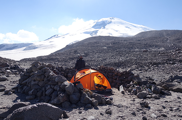 High camp 3900 m on the Mount Elbrus East route