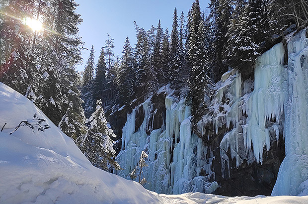 Natural cascades - frozen Golsfjellet waterfalls in Norway